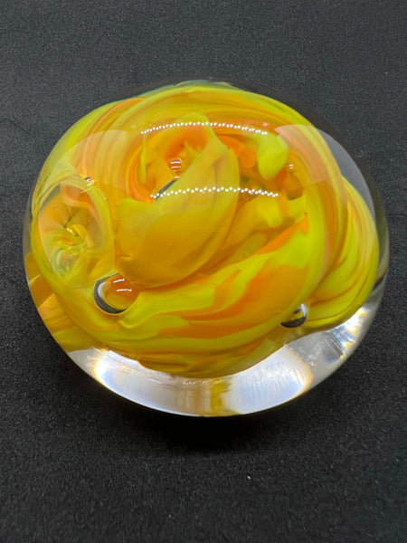 Swirling Yellow Paperweight