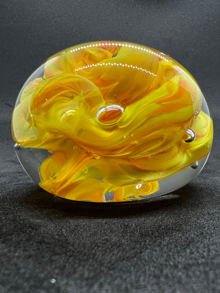 Swirling Yellow Paperweight