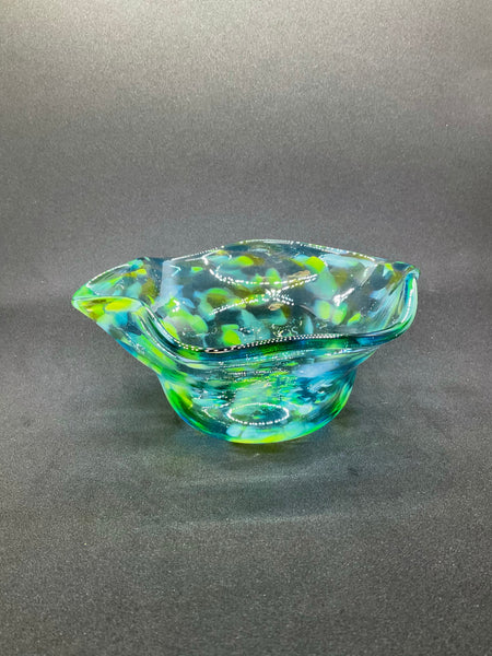 Blue Green Ruffled Bowl