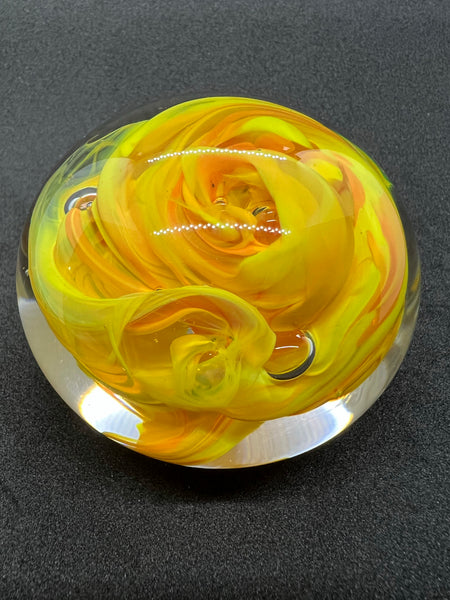 Swirling Yellow Paperweight
